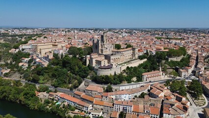 Fototapeta na wymiar drone photo Cathédrale Saint-Nazaire Béziers France Europe