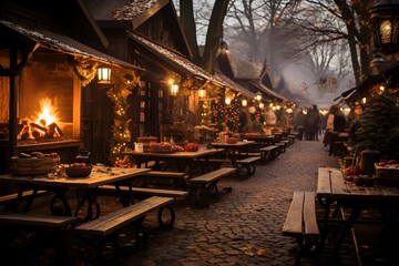 Christmas market in the old town of Krakow, Poland.