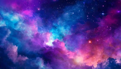 Keuken foto achterwand Heelal colorful space galaxy cloud nebula stary night cosmos universe science astronomy supernova background wallpaper blue and purple space background created with generative ai