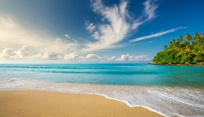 Fototapeta na wymiar beautiful sandy beach and tropical sea