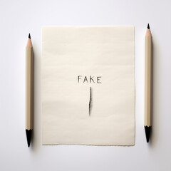 Word Fake written on paper. Flat lay, top view.