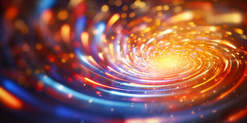 Big data visualization with spinning vortex of light particles, visual data backgrounds
