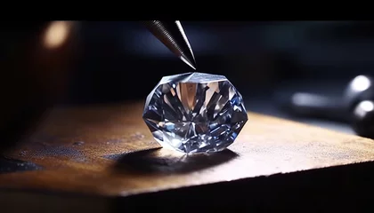 Küchenrückwand glas motiv diamond cutting and polishing factory, processes raw diamonds © IMRON HAMSYAH