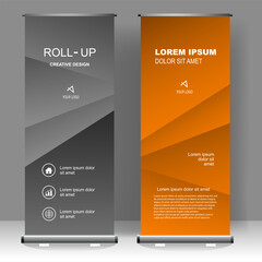 Business Roll up banner vertical template design, for brochure, business, flyer, infographics. modern x-banner and flag-banner advertising. vector illustration