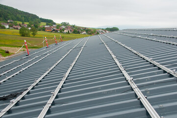 Profiles on the roof of a house for laying solar panels