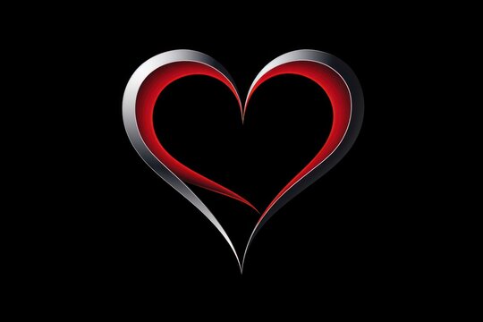  a black background with a red and silver heart on the left side of the image and a black background with a red and silver heart on the right side of the left side.