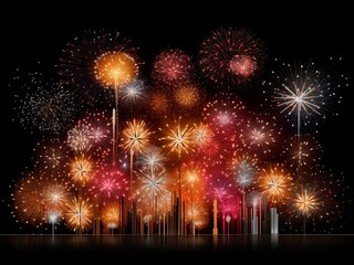 Fototapeta na wymiar Colorful fireworks exploding in the night sky, abstract background for celebration