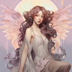 Pastel angel with wings