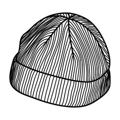 beanie hat line art vector illustration