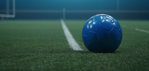 Soccer ball lies on a green field