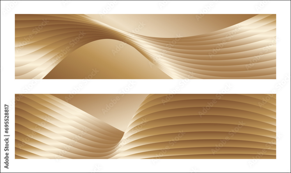 Wall mural wavy golden parallel gradient lines, ribbons, silk. golden with shades of yellow background, banner,