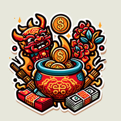 Chinese new year sticker vector