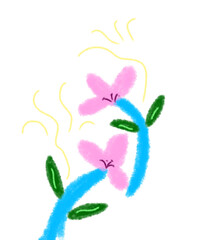Blue pink flower art