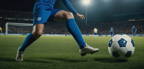 kicking a soccer ball