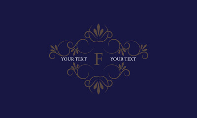 Elegant icon for boutique, restaurant, cafe, hotel, jewelry and fashion with the letter F in the center.