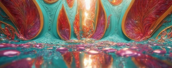 a colorful abstract background with a large, colorful flower