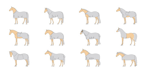 Various designs of horse rugs, vector