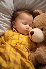 Cute baby sleeping in a comfortable bed