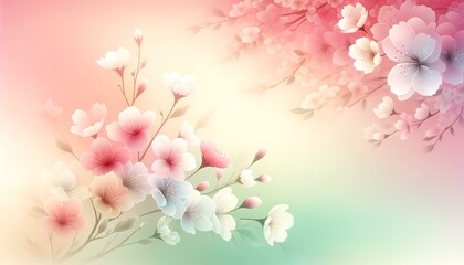 Gradient color background image with a peaceful cherry blossom theme