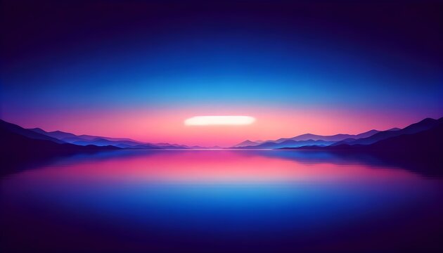 Gradient color background image with a serene twilight over the lake theme