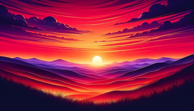 Gradient color background image with a fiery savannah sunset theme