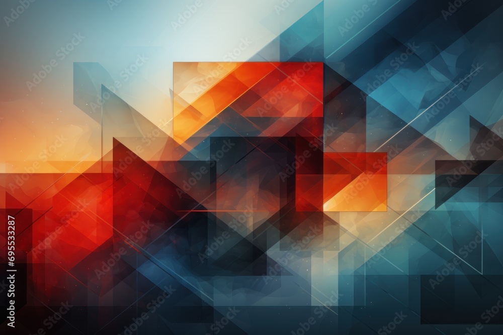 Aufkleber a colorful abstract background with squares and rectangles in red, orange, blue, and grey colors on 