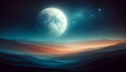 Gradient color background image with an ethereal moonlit desert theme