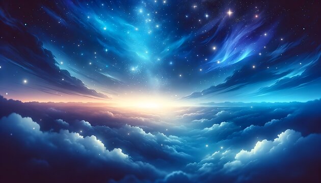 Gradient color background image with a mystical starlit sky theme