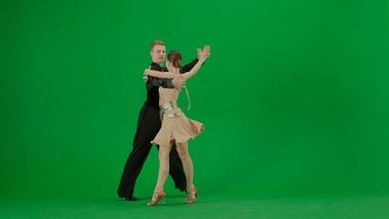 Elegant Ballroom Dance Couple in Action chroma key.