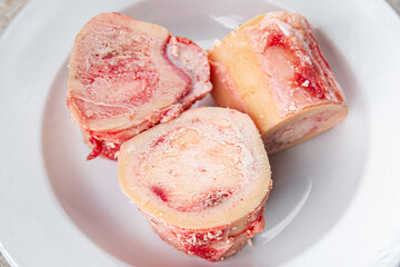 raw bone food with bone marrow fresh delicious healthy eating cooking appetizer meal food snack on the table copy space