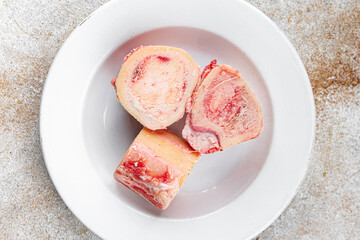 raw bone food with bone marrow fresh delicious healthy eating cooking appetizer meal food snack on the table copy space