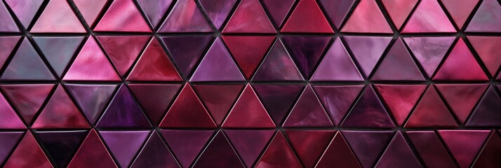 a pink triangles wall mosaic or pink glass tile Generative AI