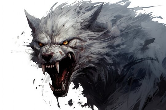 Anime style werewolf digital illustration, fantasy concept. Generative AI