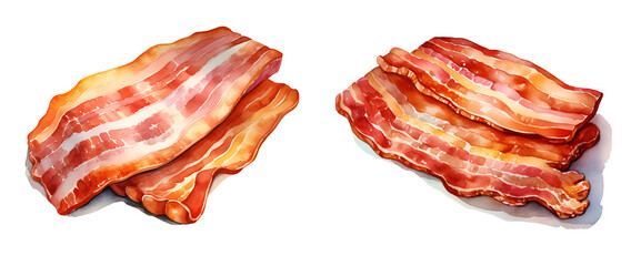 Bacon, watercolor clipart illustration with isolated background. - obrazy, fototapety, plakaty