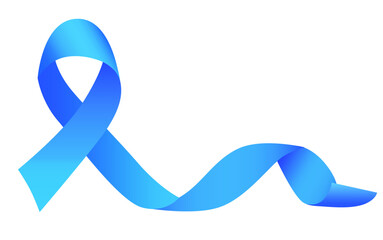 Cancer awareness month symbol. Blue ribbon isolated on transparent background. Design template for banners, posters, etc. Vector illustration