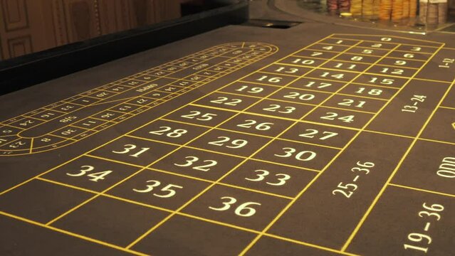 Empty gaming table in casino with place for chips. Gambling