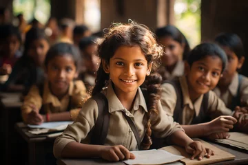 Fotobehang Generative AI - Children at school in India © nastyakamysheva
