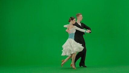 Elegant Ballroom Dance Couple in Action chroma key.