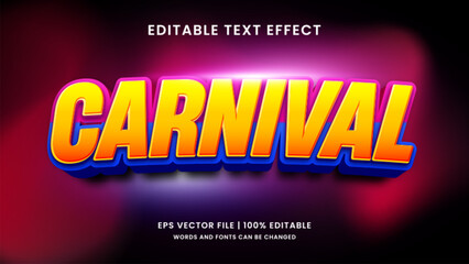 Carnival 3d editable text effect - obrazy, fototapety, plakaty