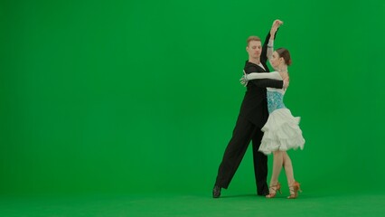 Elegant Ballroom Dance Couple in Action chroma key.