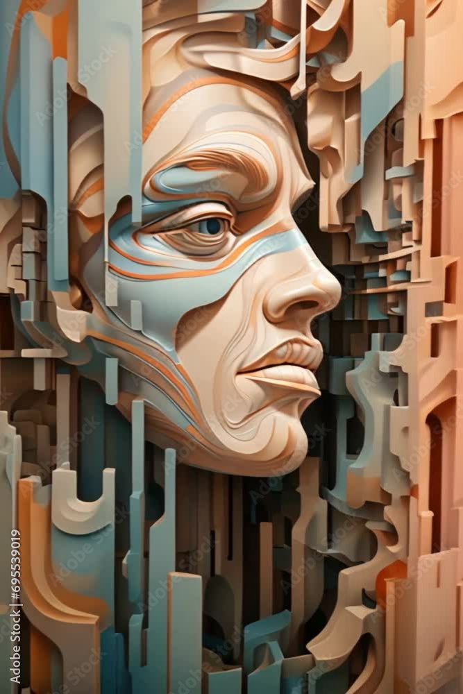 Aufkleber A digital artwork featuring distorted and exaggerated forms, reflecting the distorted perceptions that can accompany bipolar states.
