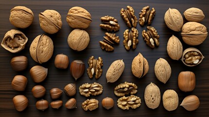 A high-quality image displaying walnuts in various forms--whole, chopped, and ground--arranged in an informative and visually appealing manner.