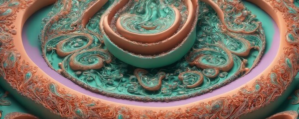 a green and brown circular object with a spiral design