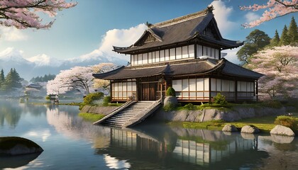 fantasy traditional japanese house day
