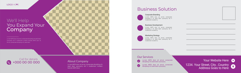 Corporate business postcard design temple