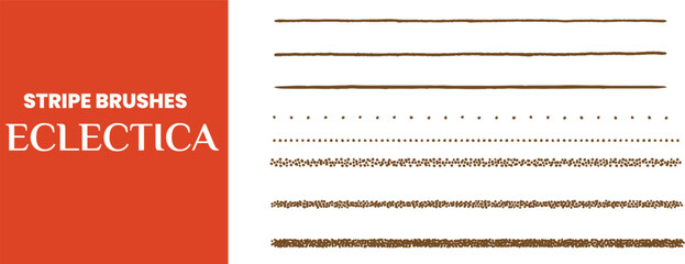 Eclectica stroke brush set. vector illustration. Brown color brush .