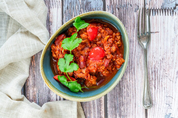 Vegetarian chili con carne with quorn mince
