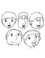 Papier Peint photo Dessin animé Cartoon Heads and Faces Vector Illustration Art Set