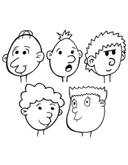 Cartoon Faces and Heads Vector Illustration Art Set