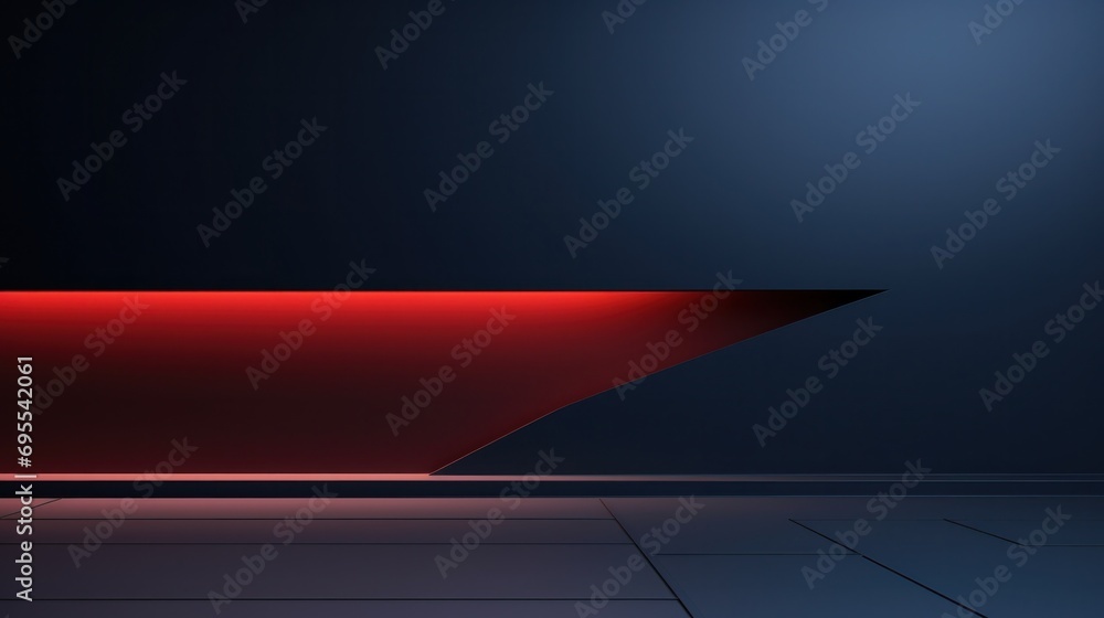 Poster a red light shines from a large object in the dark, ai